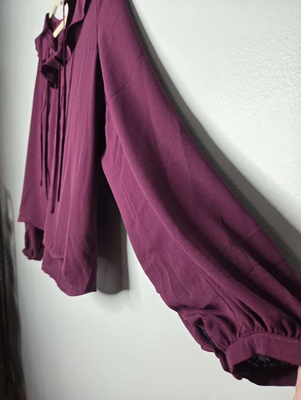 J Crew Iris Purple Long Sleeve Ruffle Tie-Front Blouse XL NWT
